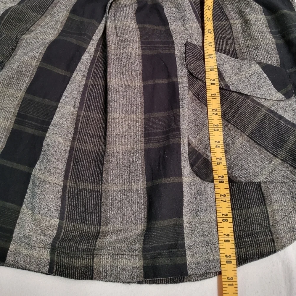 Free People Plai Check Oversize Tunic Kaftan Mini Dress Size XS